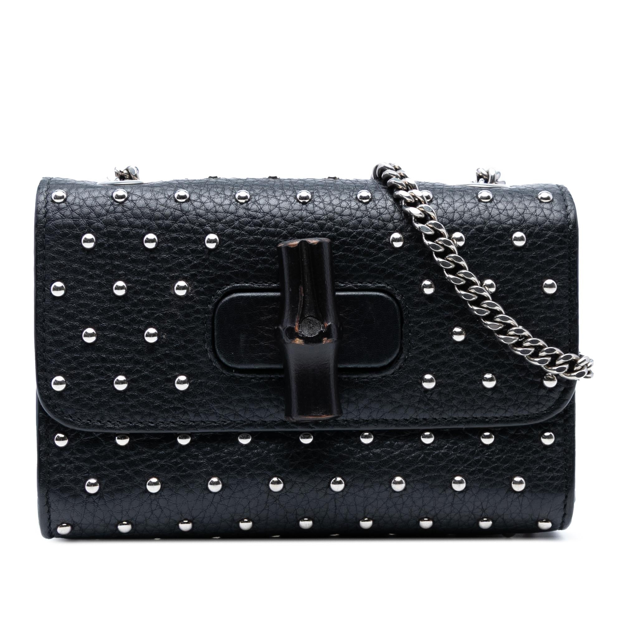 Gucci Small Leather Studded Miss Bamboo Crossbody