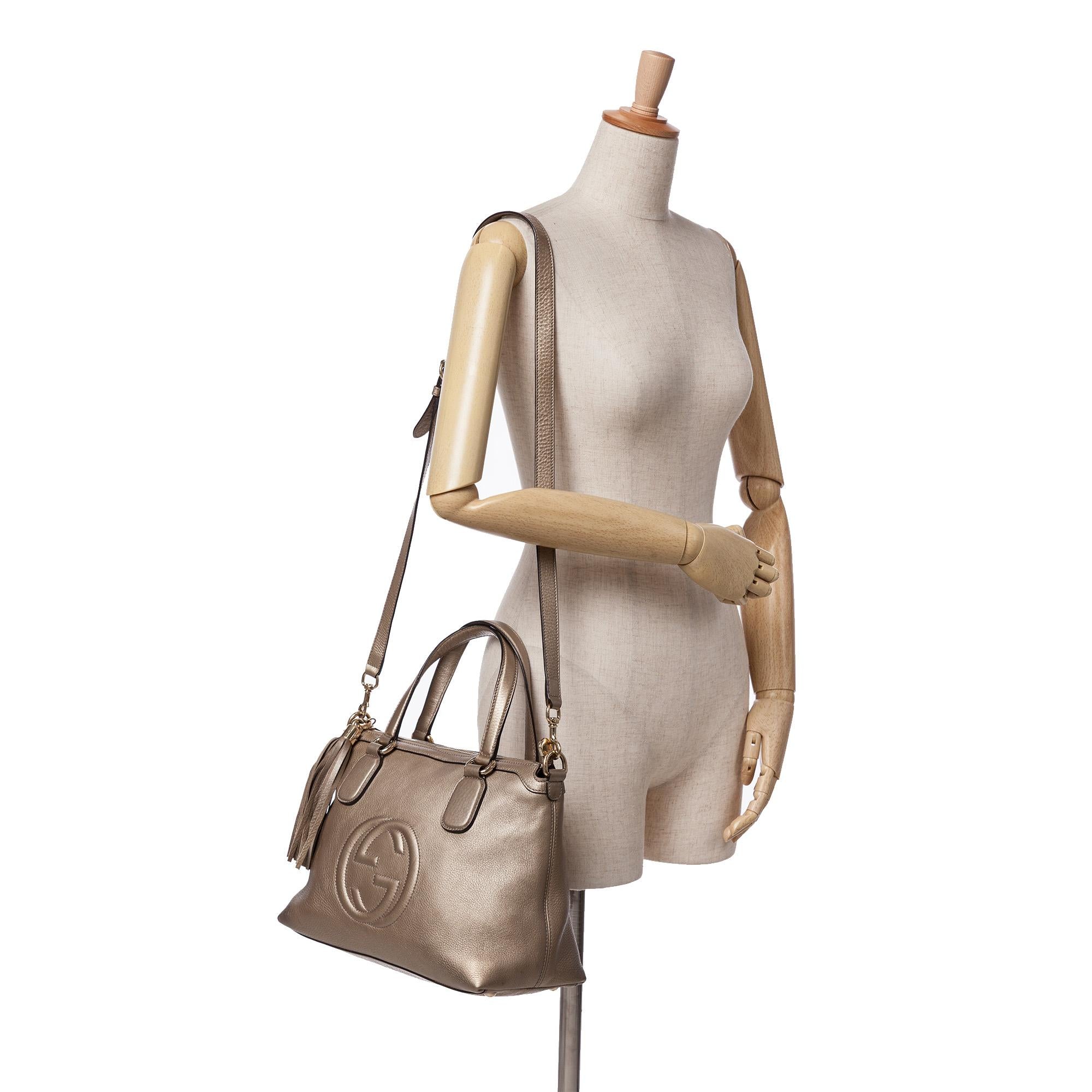 Gucci Small Metallic Leather Soho Working Satchel
