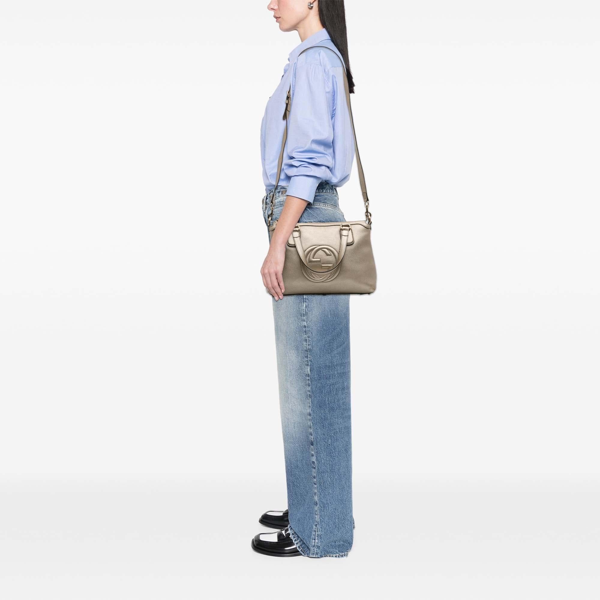 Gucci Small Metallic Leather Soho Working Satchel