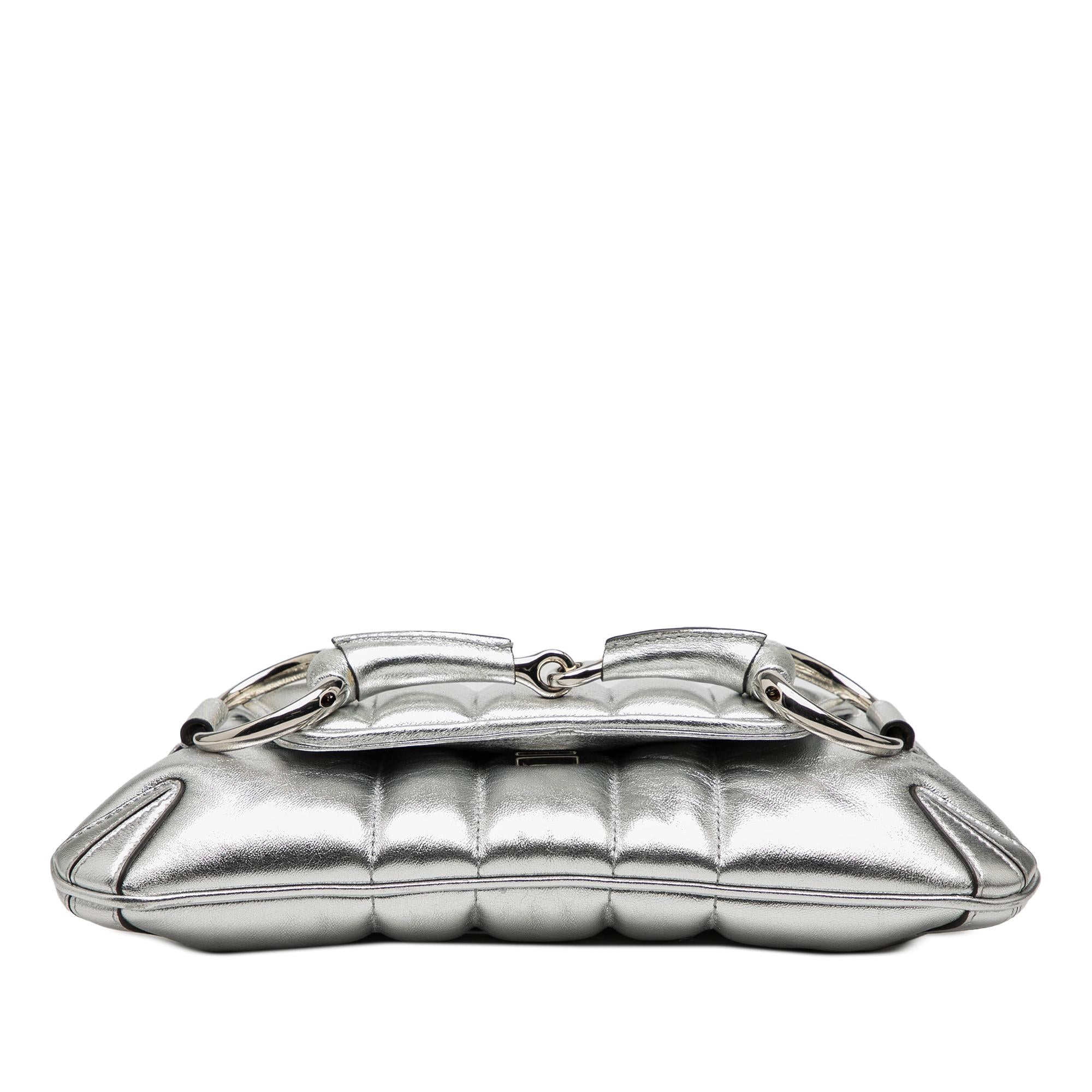 Gucci Small Metallic Quilted Leather Horsebit Chain Satchel