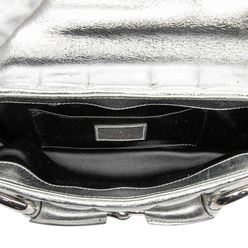 Gucci Small Metallic Quilted Leather Horsebit Chain Satchel