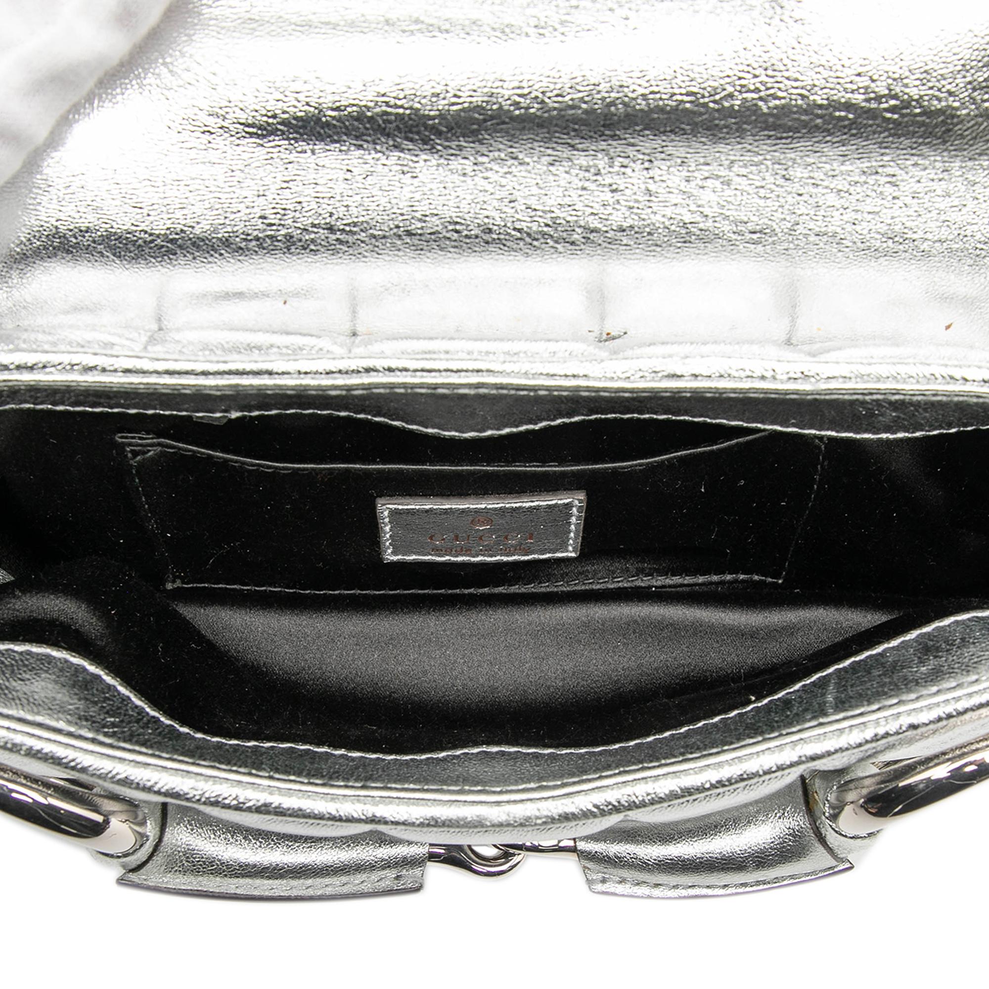 Gucci Small Metallic Quilted Leather Horsebit Chain Satchel