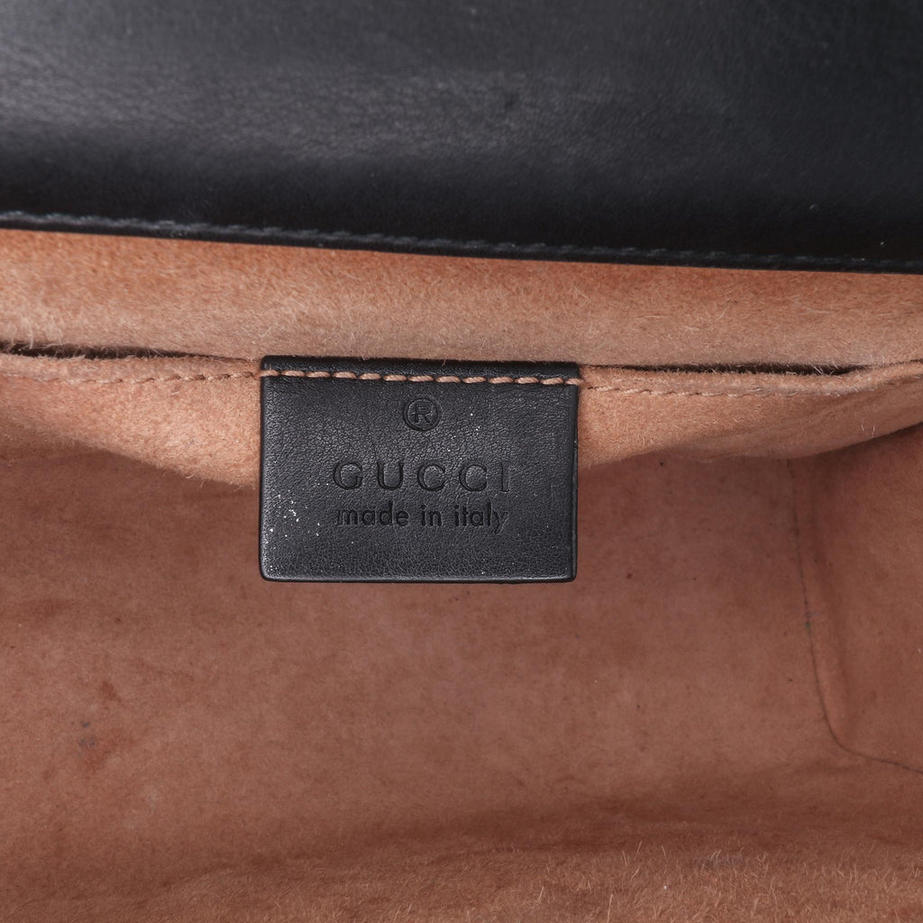 Gucci Small Pearl Studded Leather Padlock Crossbody