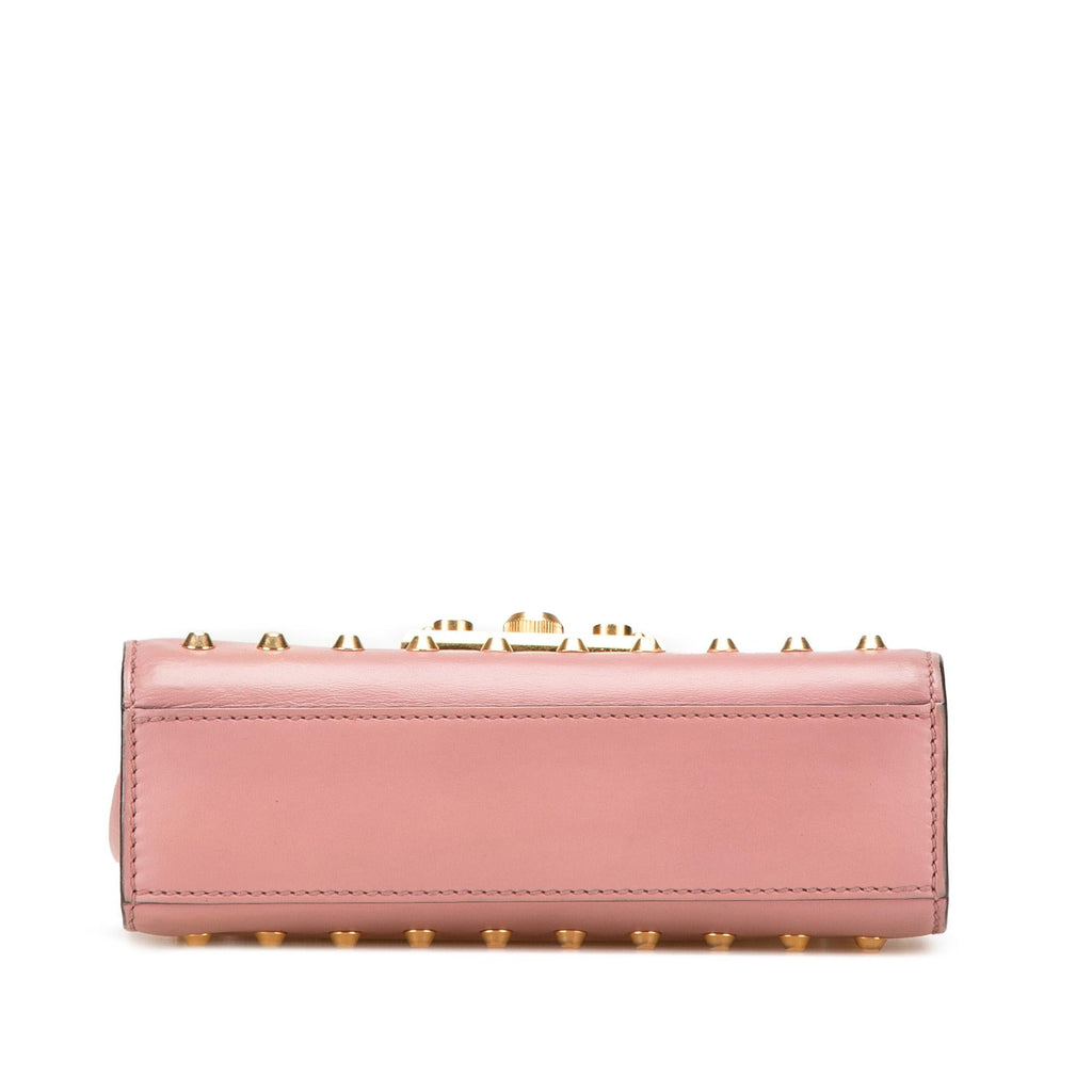 Gucci Small Pearl Studded Leather Padlock Crossbody
