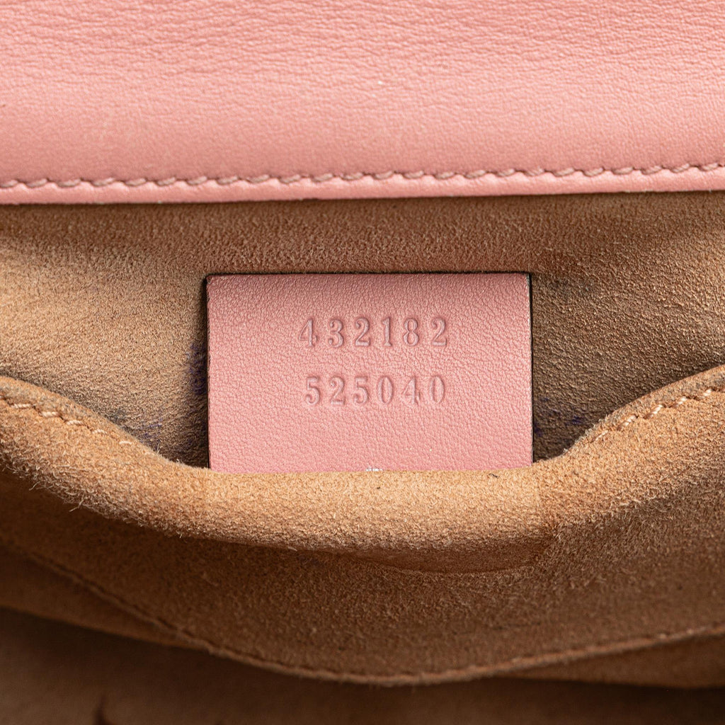 Gucci Small Pearl Studded Leather Padlock Crossbody