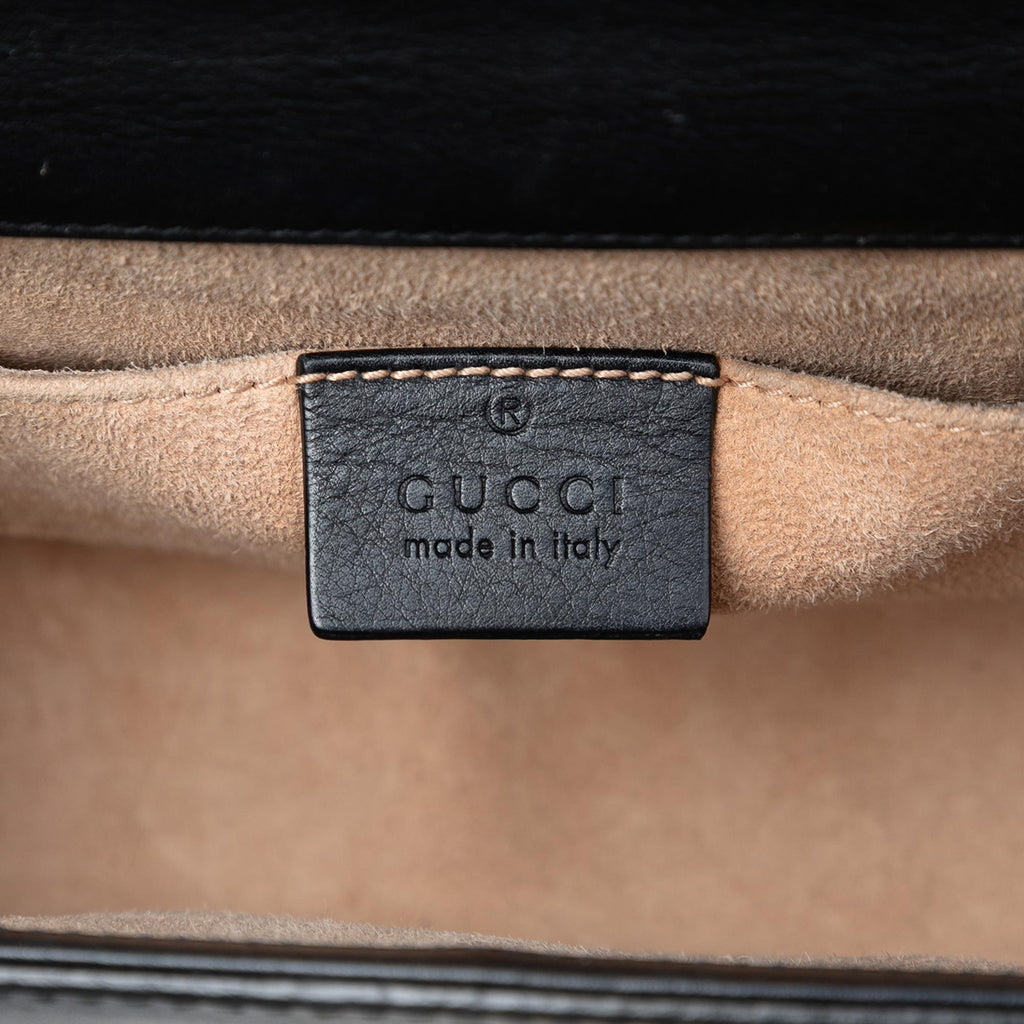 Gucci Small Pearl Studded Leather Padlock Crossbody
