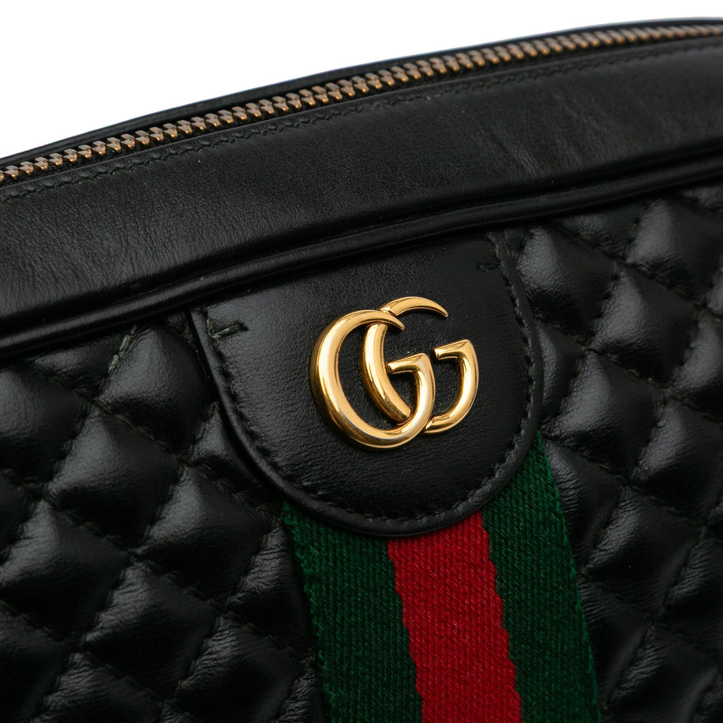 Gucci Small Quilted Leather Web Trapuntata Crossbody