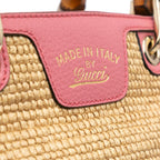 Gucci Small Raffia Bamboo Shopper Satchel