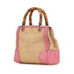 Gucci Small Raffia Bamboo Shopper Satchel