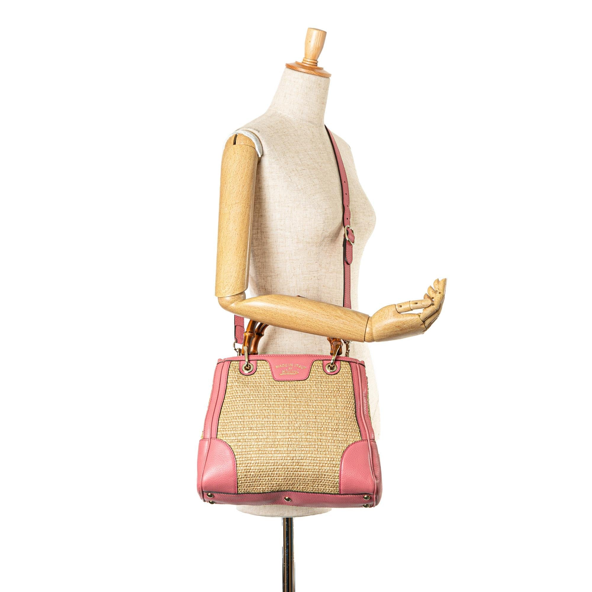 Gucci Small Raffia Bamboo Shopper Tote (SHG-705pfP)