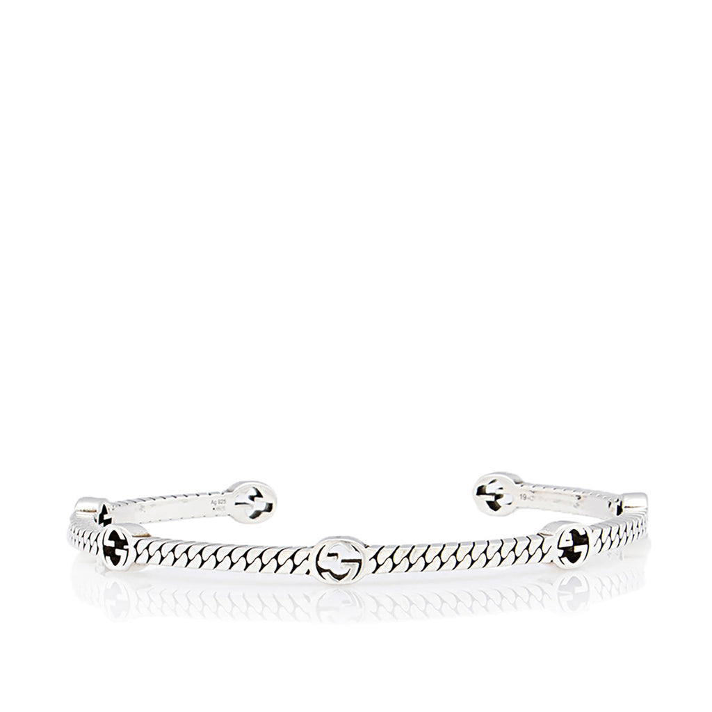 Gucci Sterling Silver Chain Interlocking G Station Cuff