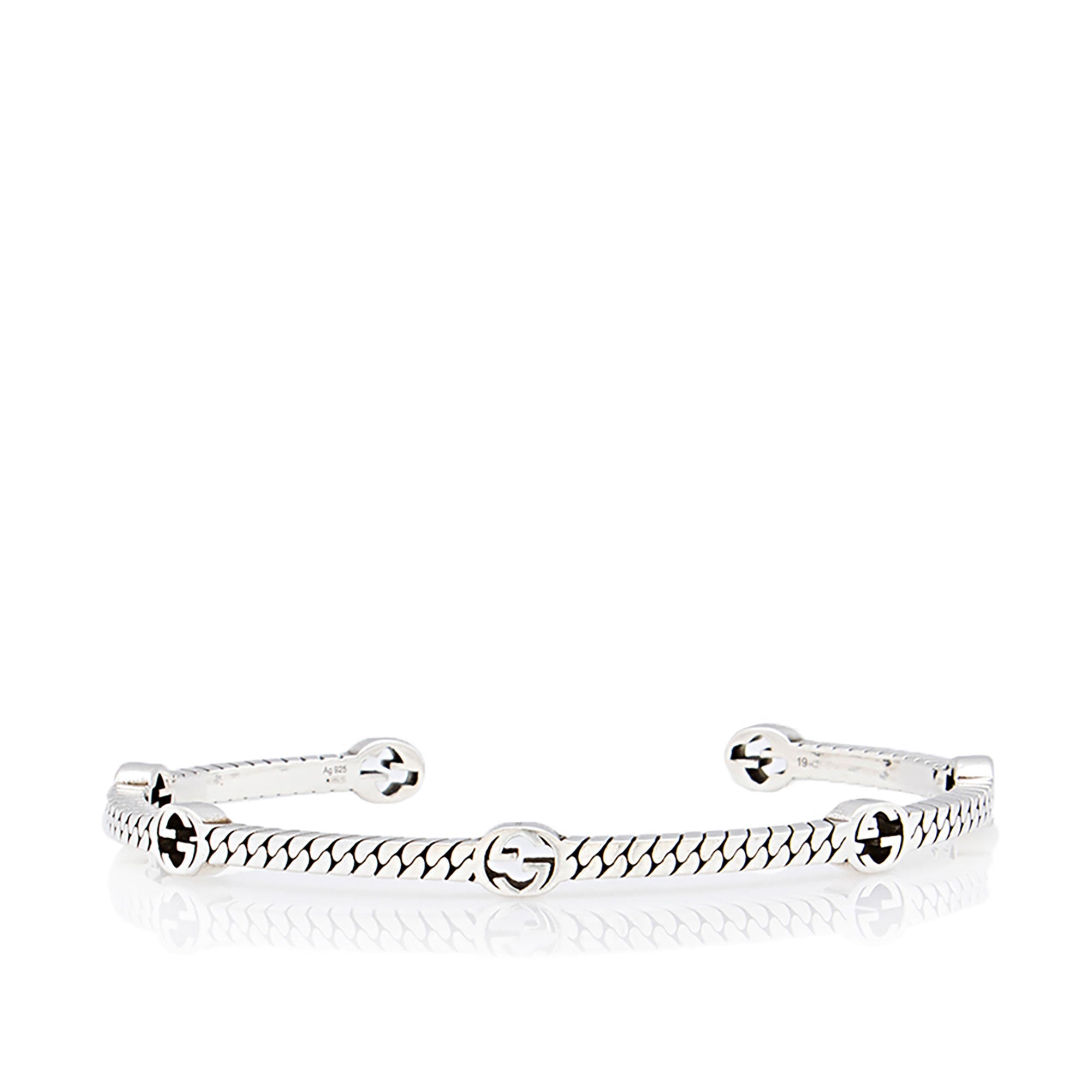 Gucci Sterling Silver Chain Interlocking G Station Cuff