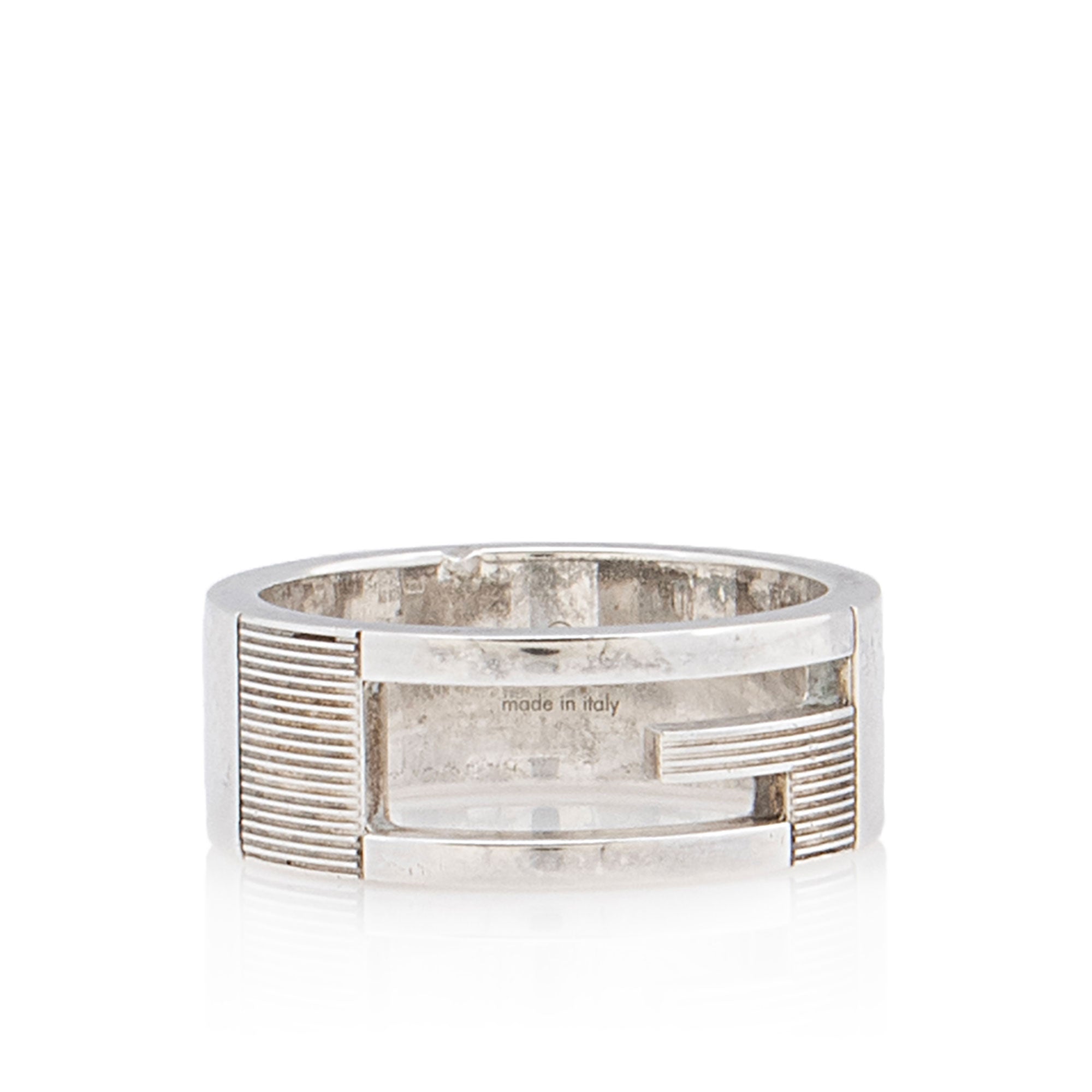 Gucci Sterling Silver Cutout G Thin Ring - Size 7 1/2