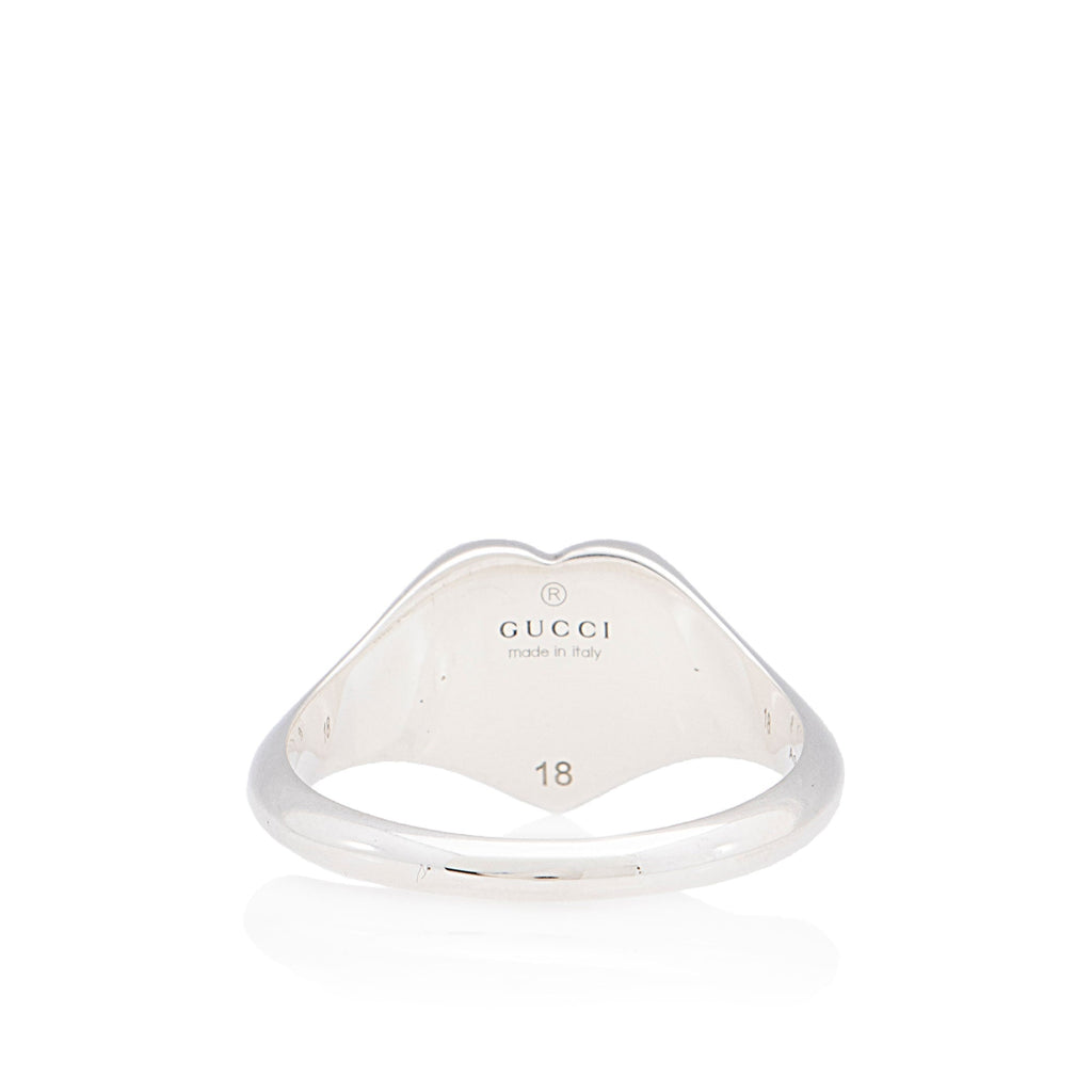 Gucci Sterling Silver Enamel Heart Ring - Size 8 1/4