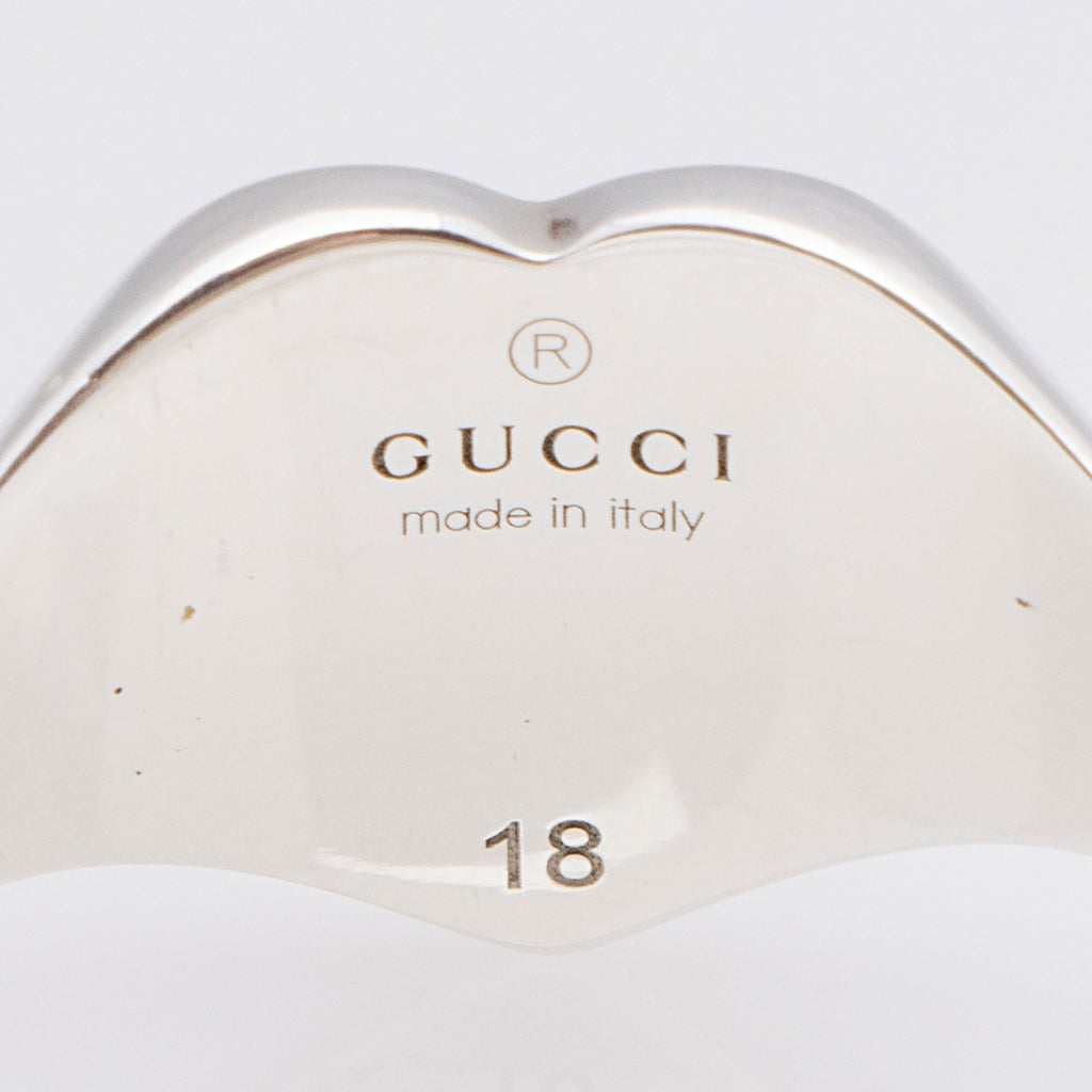 Gucci Sterling Silver Enamel Heart Ring - Size 8 1/4
