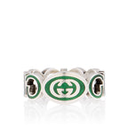 Gucci Sterling Silver Enamel Gucci Ring - Size 8 3/4