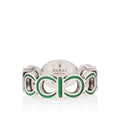 Gucci Sterling Silver Enamel Gucci Ring - Size 8 3/4