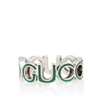 Gucci Sterling Silver Enamel Gucci Ring - Size 8 3/4