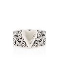 Gucci Sterling Silver Engraved Heart Ring - Size 8