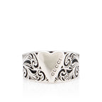 Gucci Sterling Silver Engraved Heart Ring - Size 8