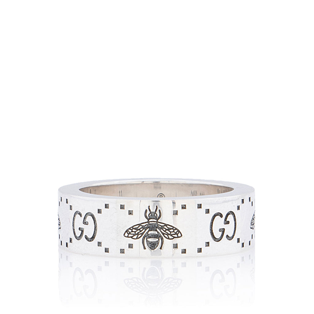 Gucci Sterling Silver GG Bee Ring - Size 5 3/4
