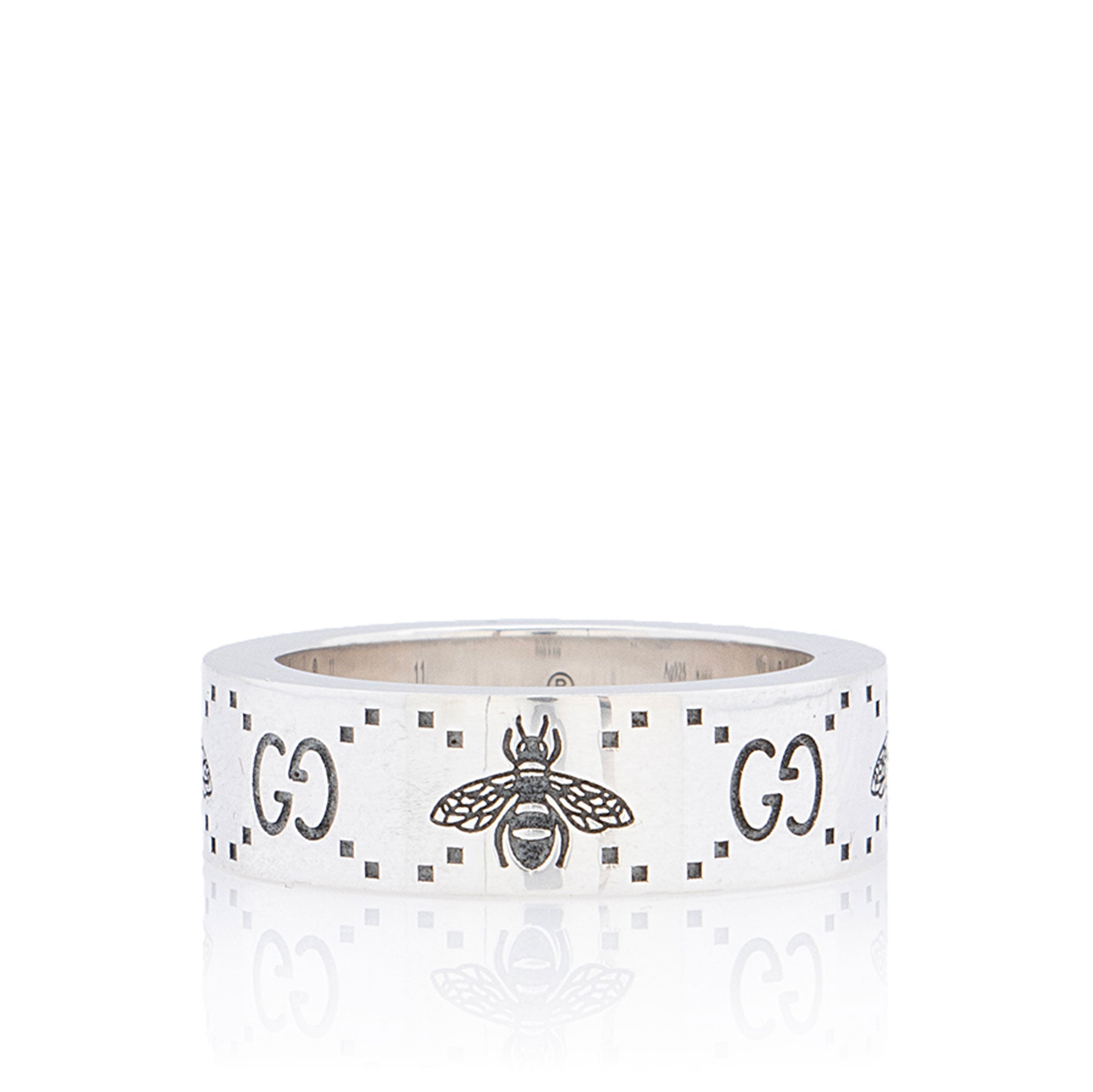 Gucci Sterling Silver GG Bee Ring - Size 5 3/4