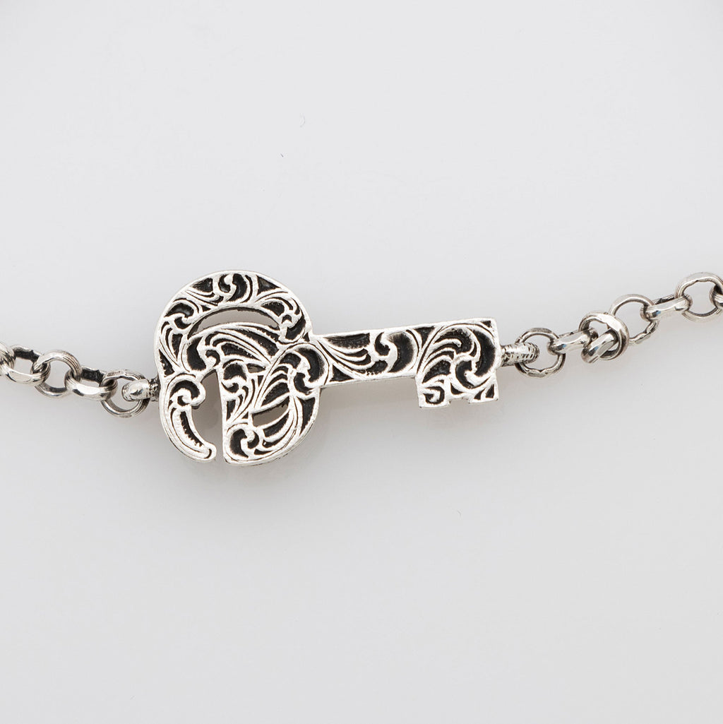 Gucci Sterling Silver GG Marmont Key Charm Bracelet