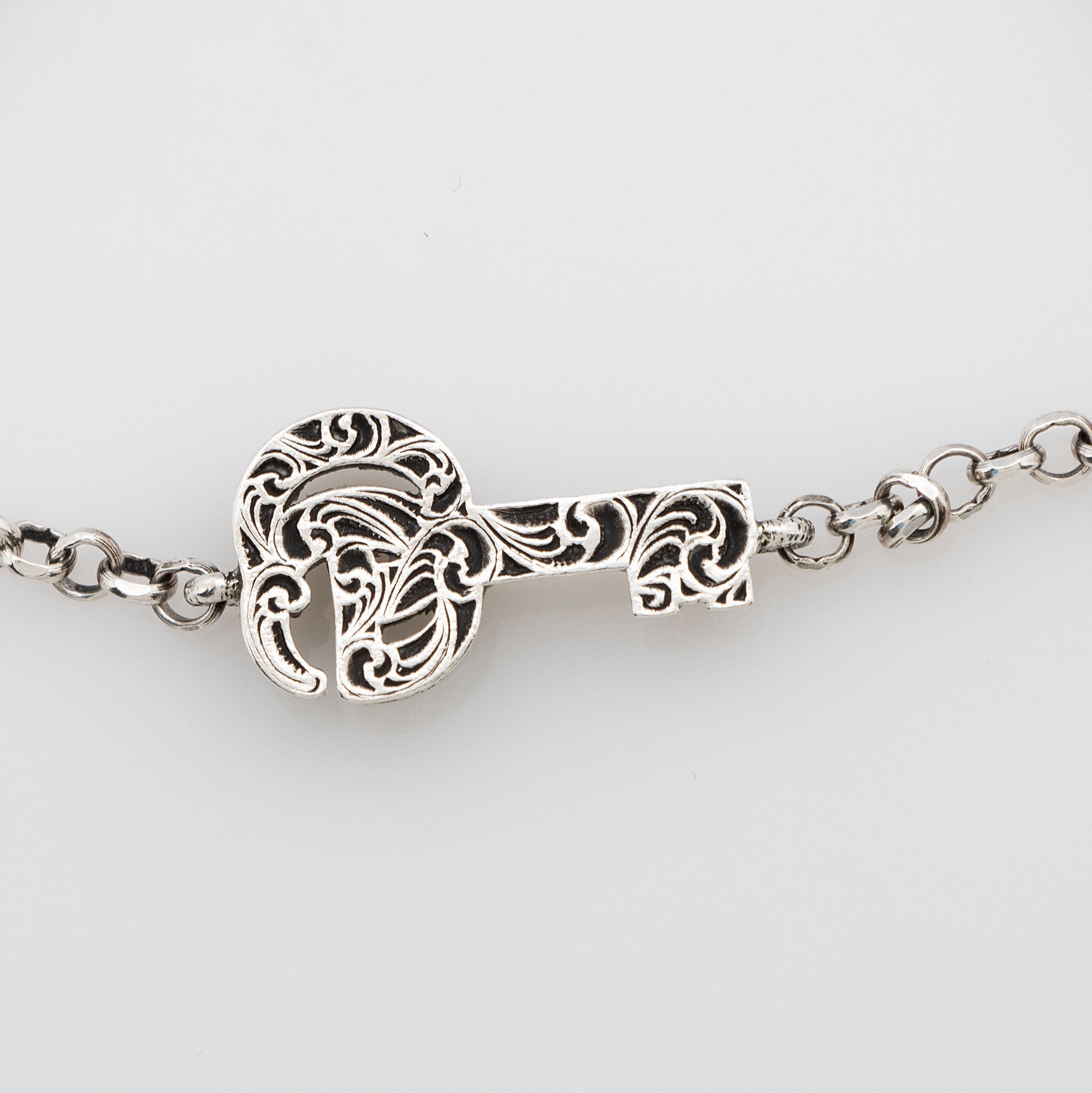 Gucci Sterling Silver GG Marmont Key Charm Bracelet
