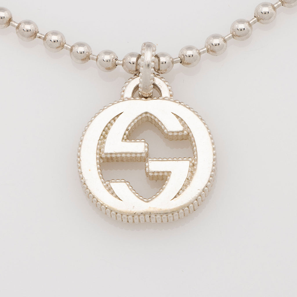 Gucci Sterling Silver Interlocking G Ball Chain Necklace