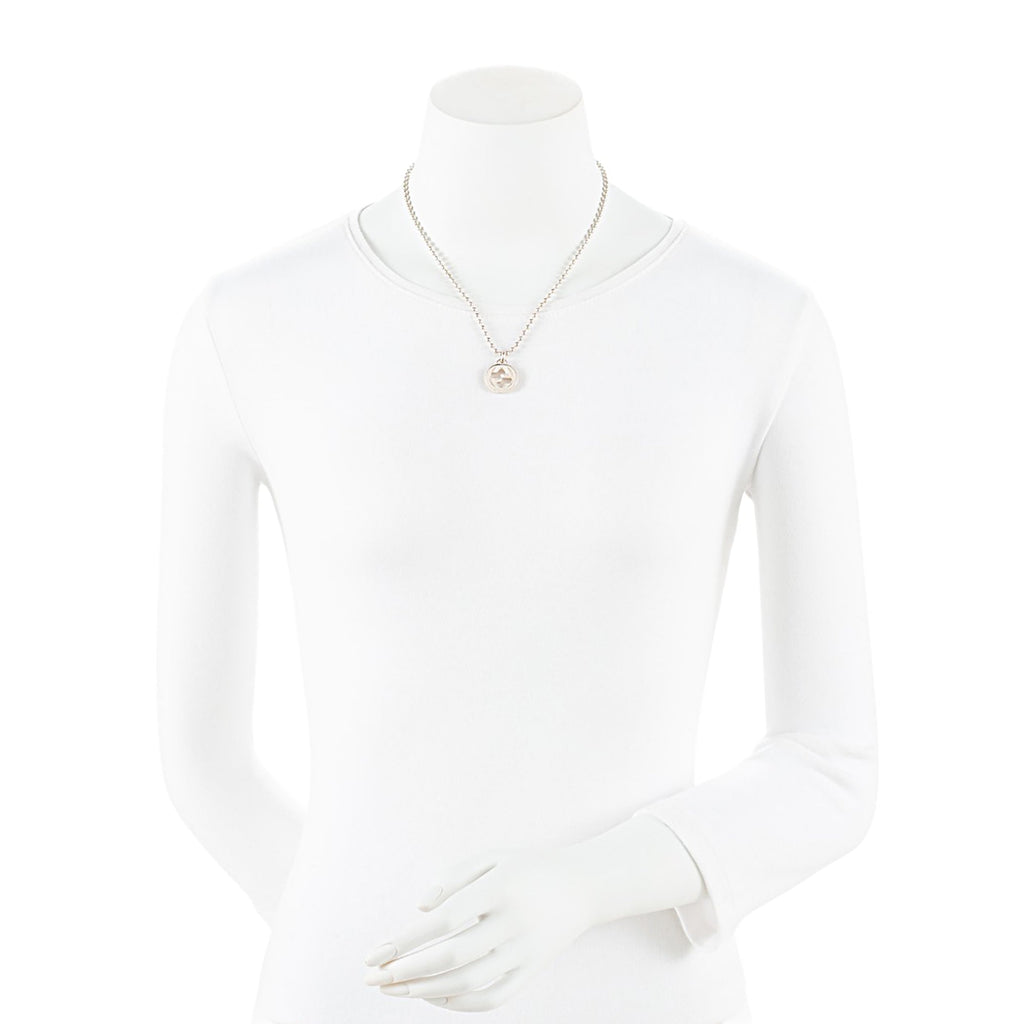 Gucci Sterling Silver Interlocking G Ball Chain Necklace