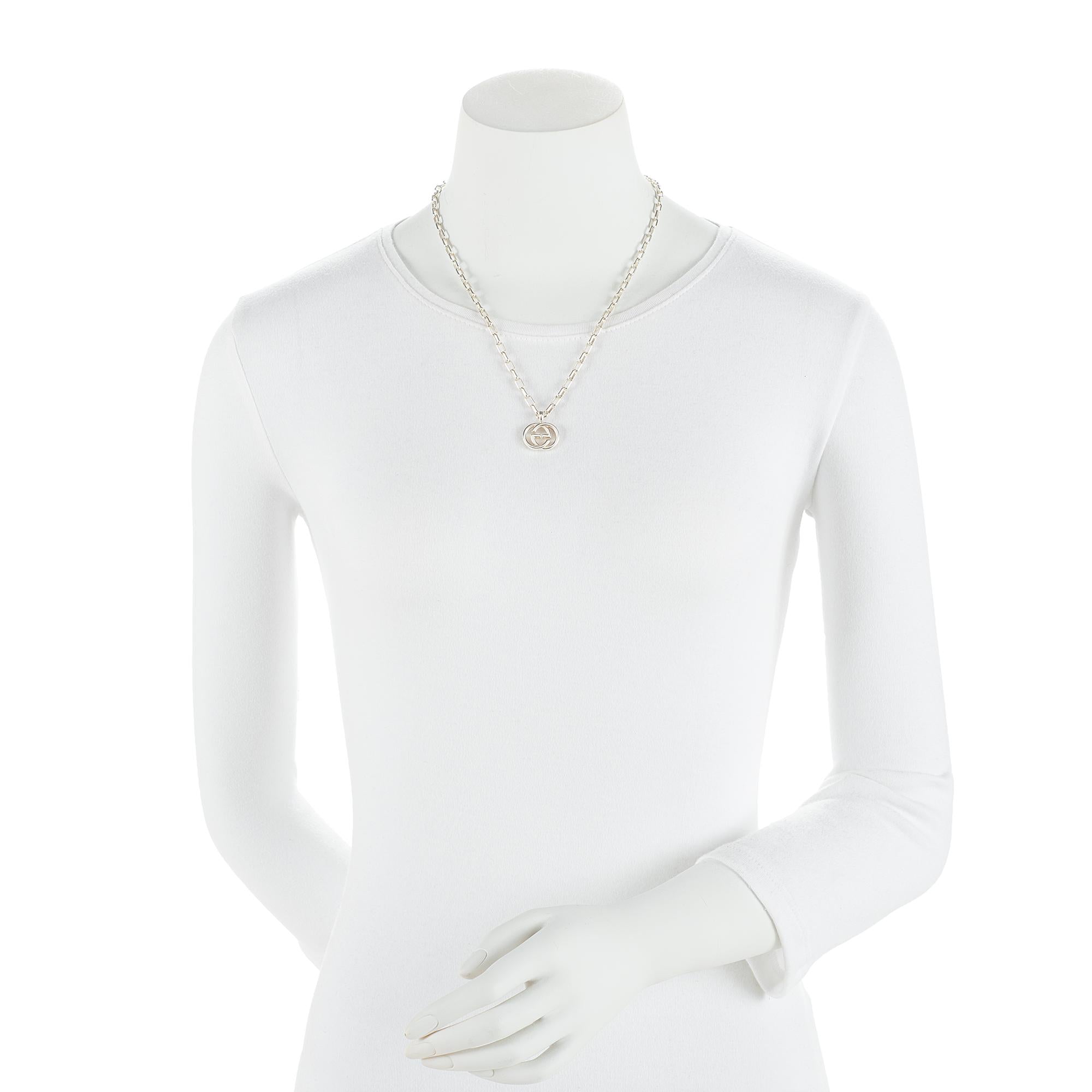 Gucci Sterling Silver Interlocking GG Necklace