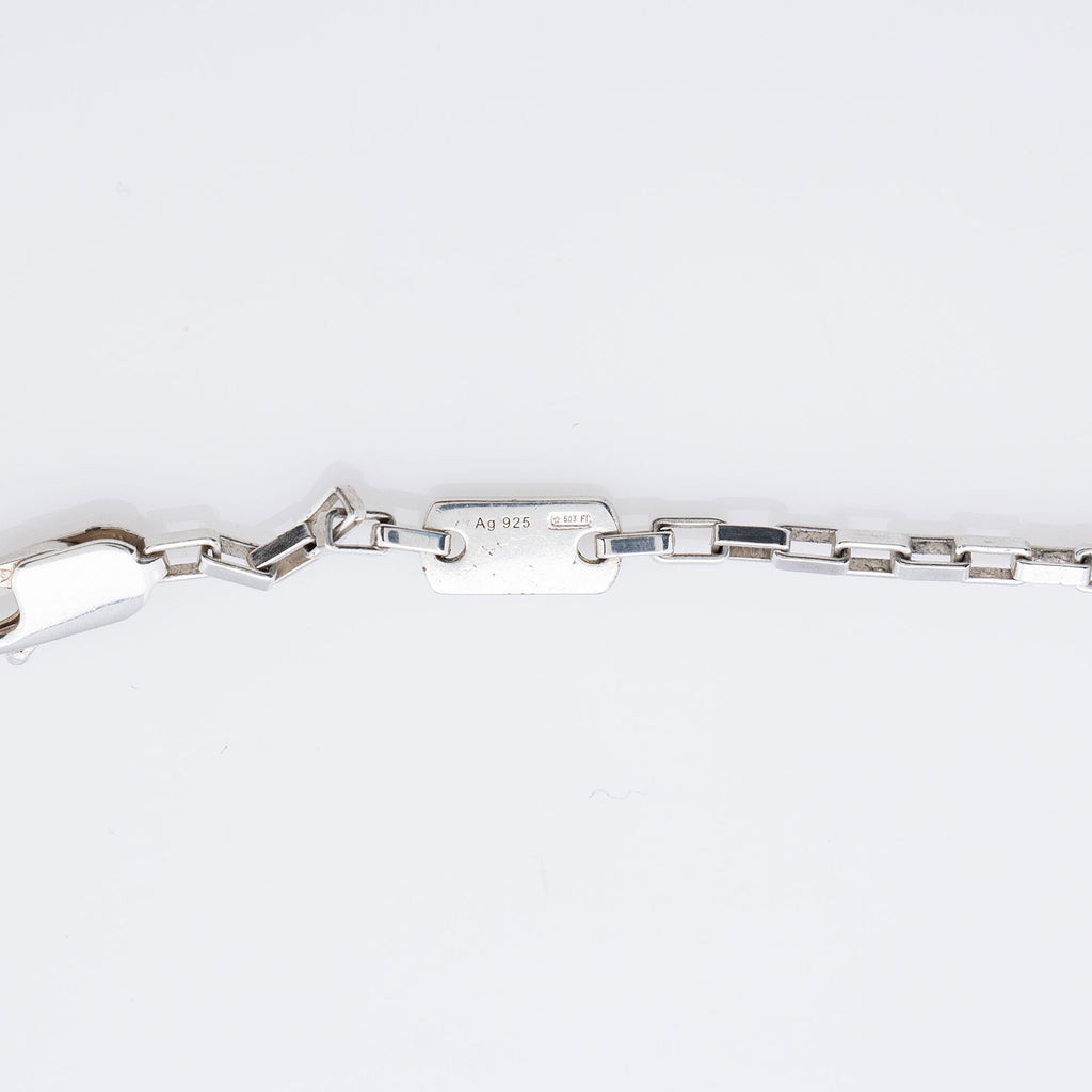 Gucci Sterling Silver Logo Plate Chain Link Necklace