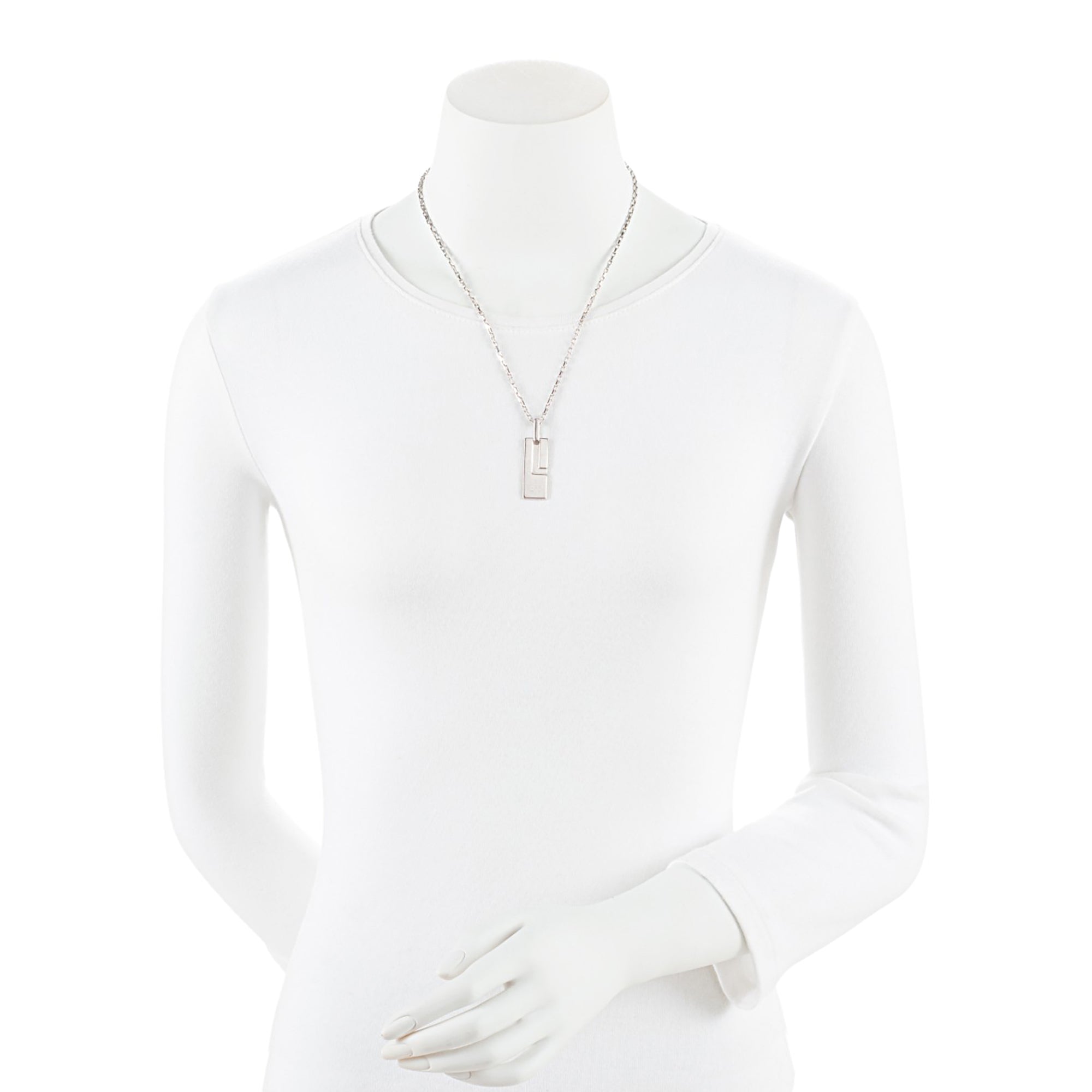 Gucci Sterling Silver Logo Plate Chain Link Necklace