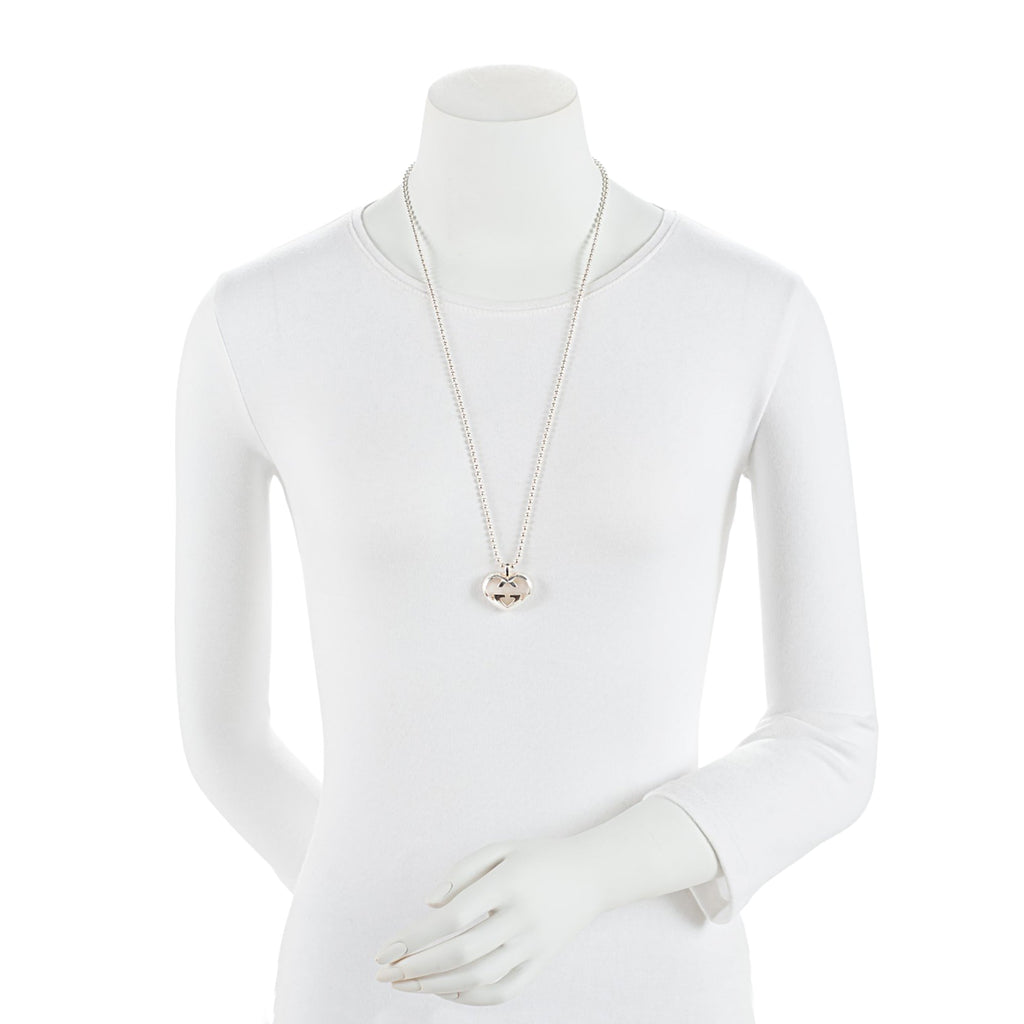 Gucci Sterling Silver Love Britt Heart Necklace (SHF-j4mZmc)