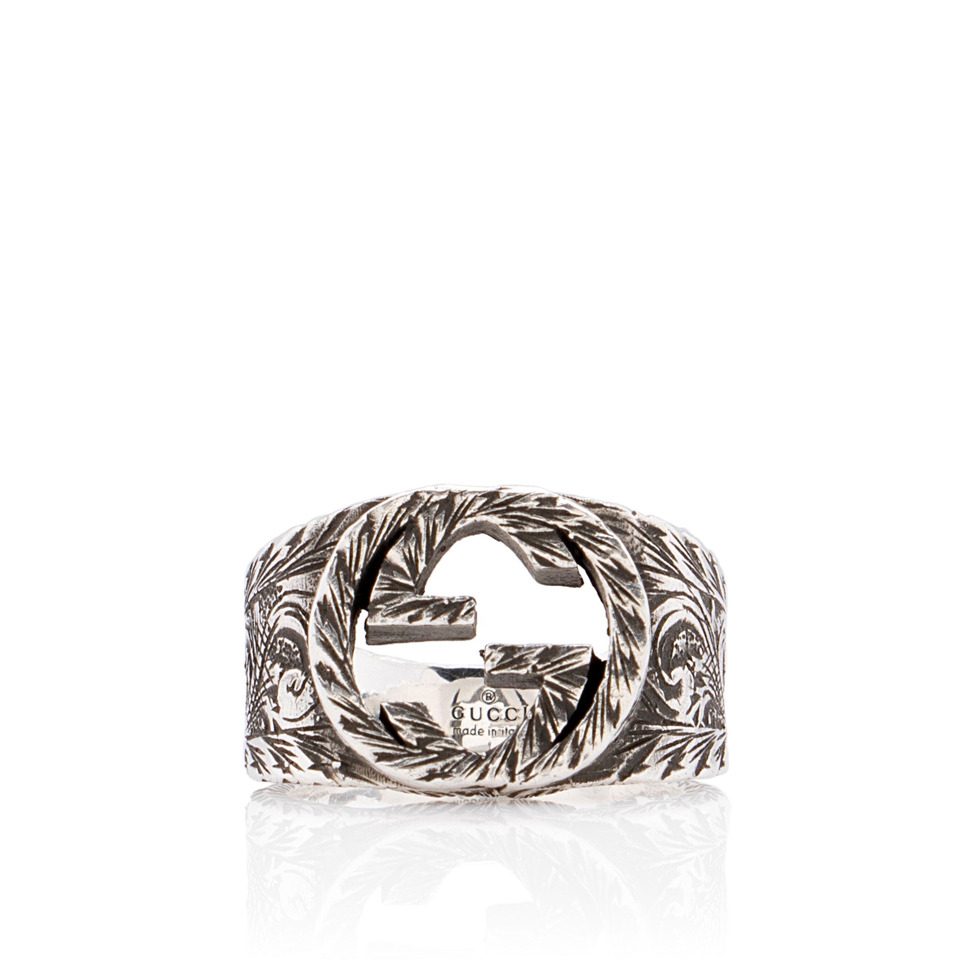 Gucci Sterling Silver Open GG Ring - Size 8 1/4 (SHF-6CMwNf)