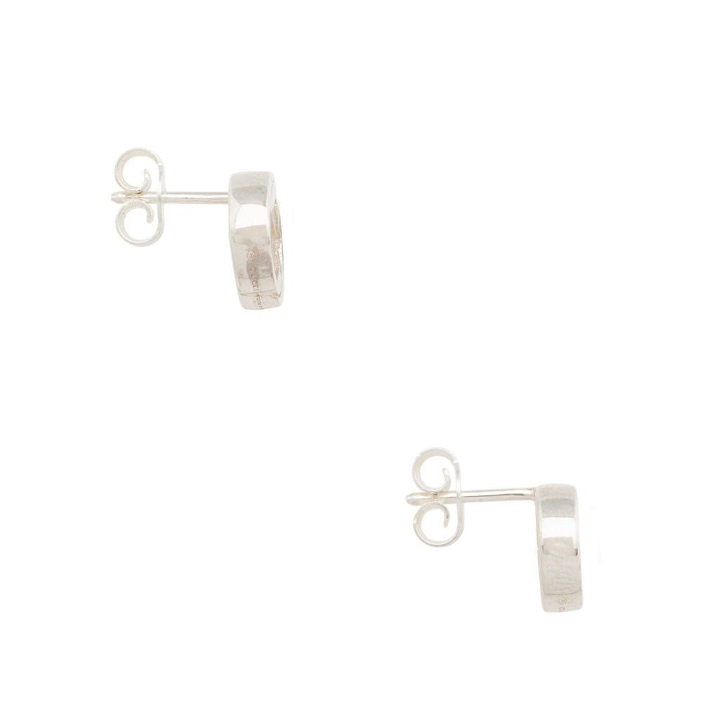 Gucci Sterling Silver Running G Stud Earrings