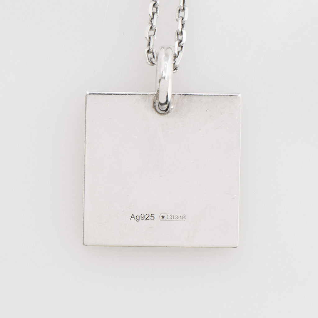Gucci Sterling Silver Square Logo Pendant Necklace
