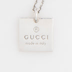 Gucci Sterling Silver Square Logo Pendant Necklace