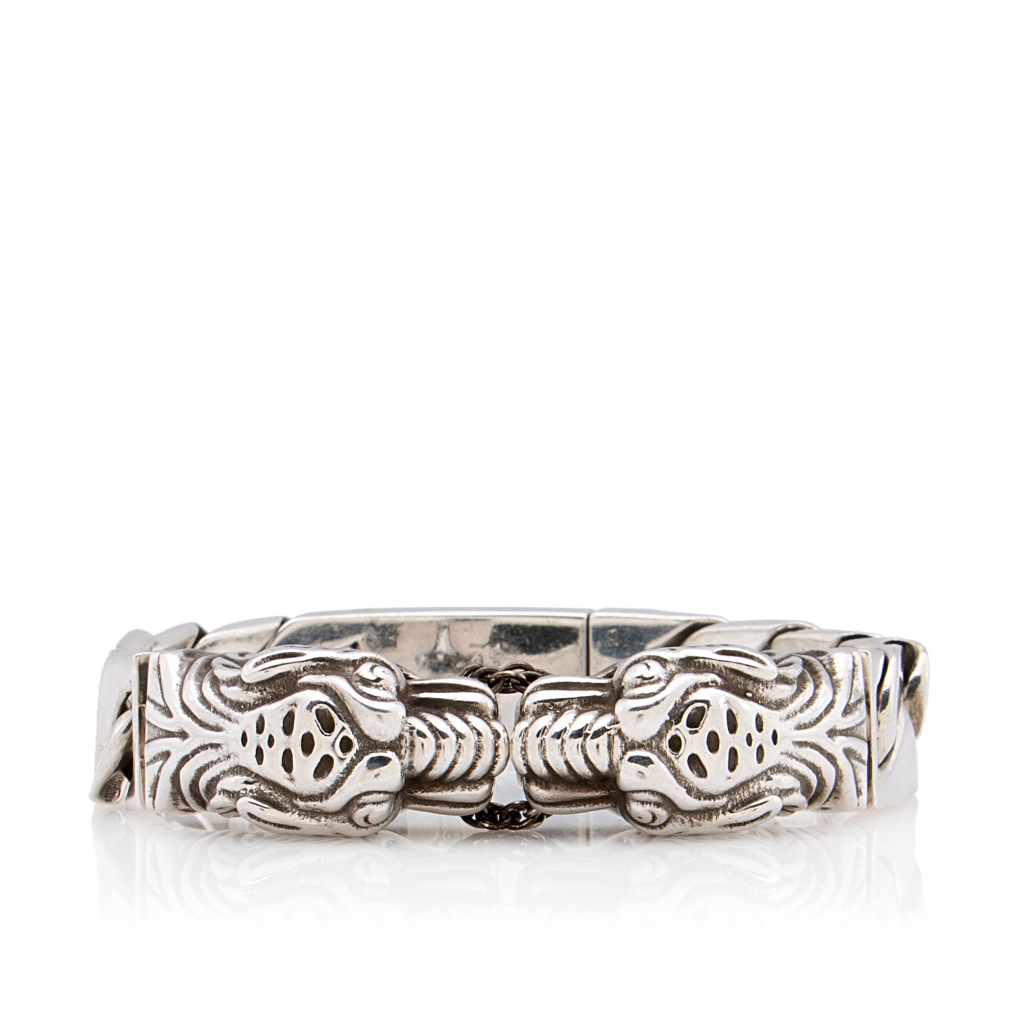 Gucci Sterling Silver Tiger Head Link Bracelet
