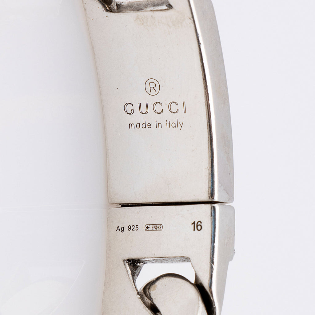 Gucci Sterling Silver Tiger Head Link Bracelet