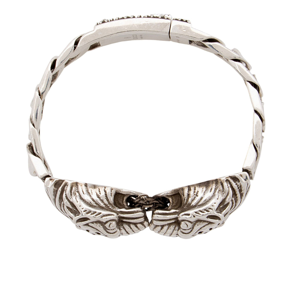 Gucci Sterling Silver Tiger Head Link Bracelet
