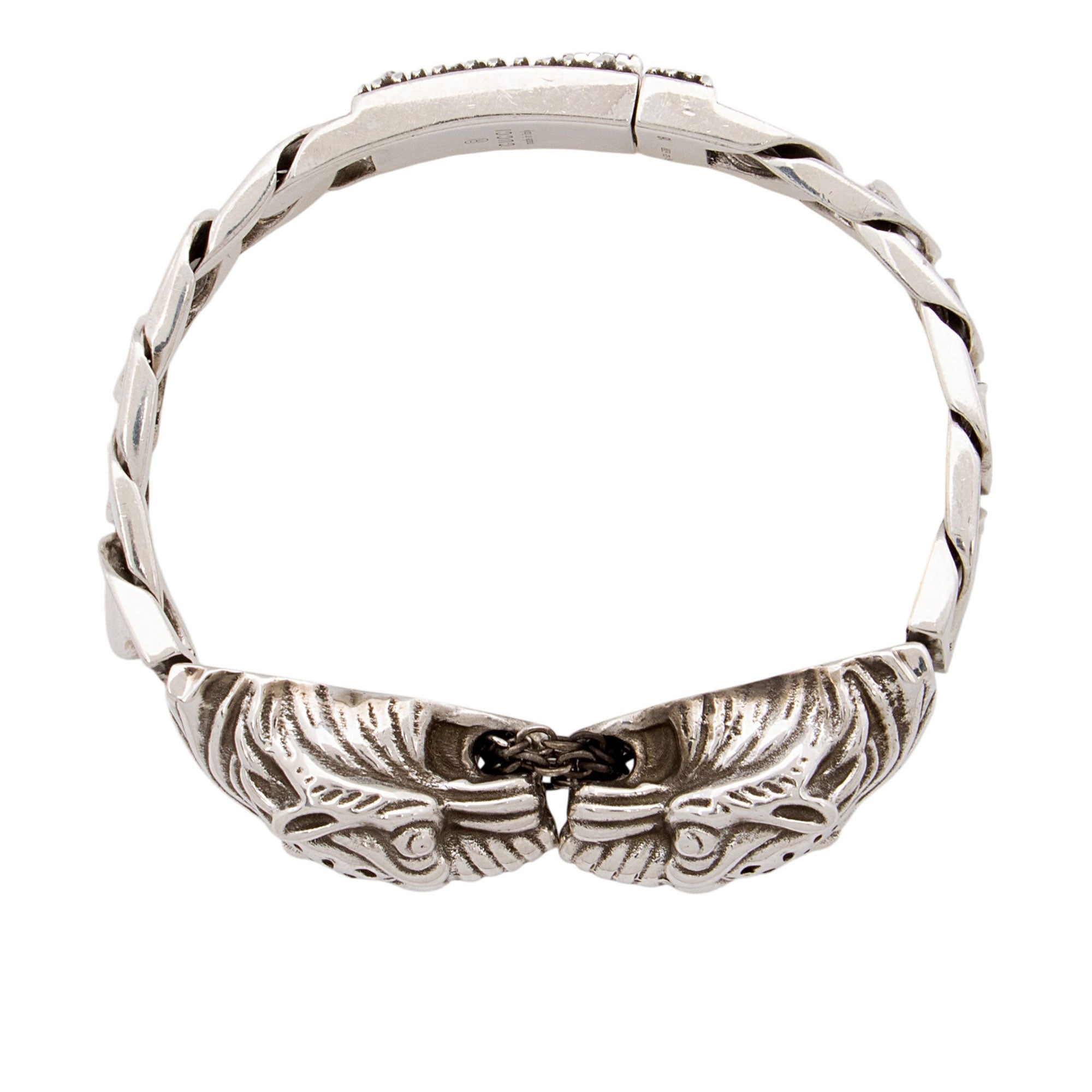 Gucci Sterling Silver Tiger Head Link Bracelet