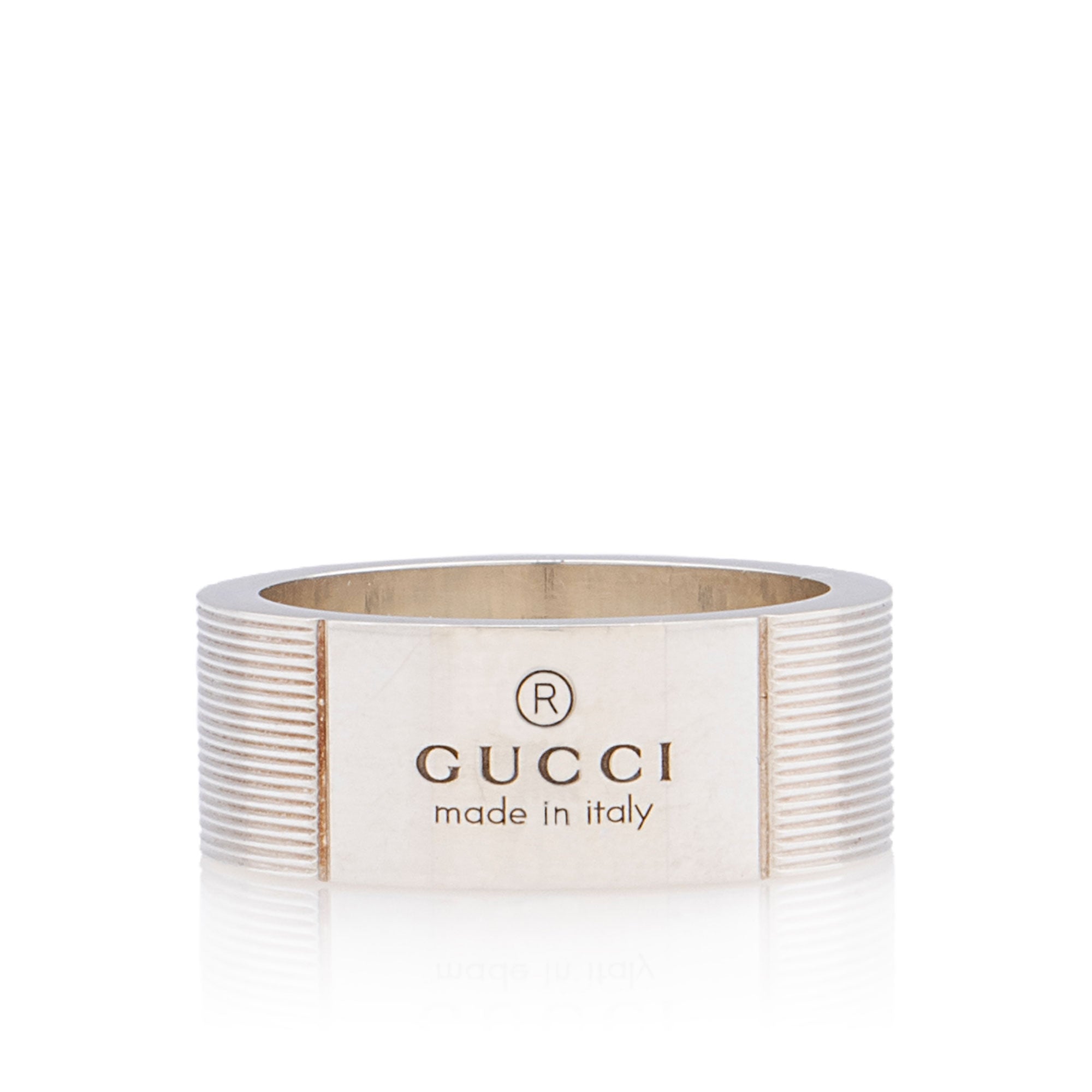 Gucci Sterling Silver Trademark Ring - Size 6 3/4