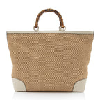 Gucci Straw Bamboo Top Handle Satchel (SHF-8UehuG)