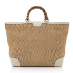 Gucci Straw Bamboo Top Handle Satchel (SHF-8UehuG)