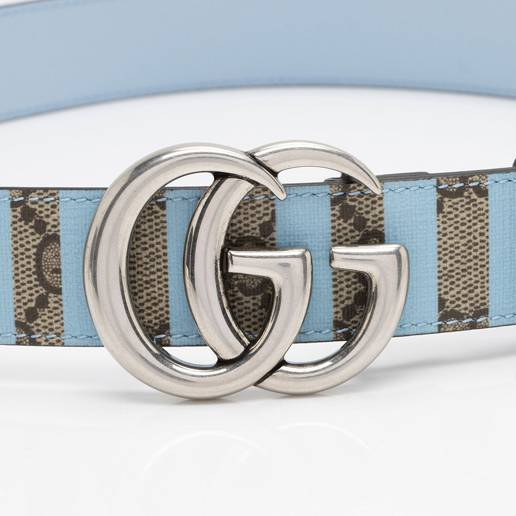 Gucci Striped GG Supreme GG Marmont Thin Belt - Size 30 / 75 (SHF-LKb9Q5)