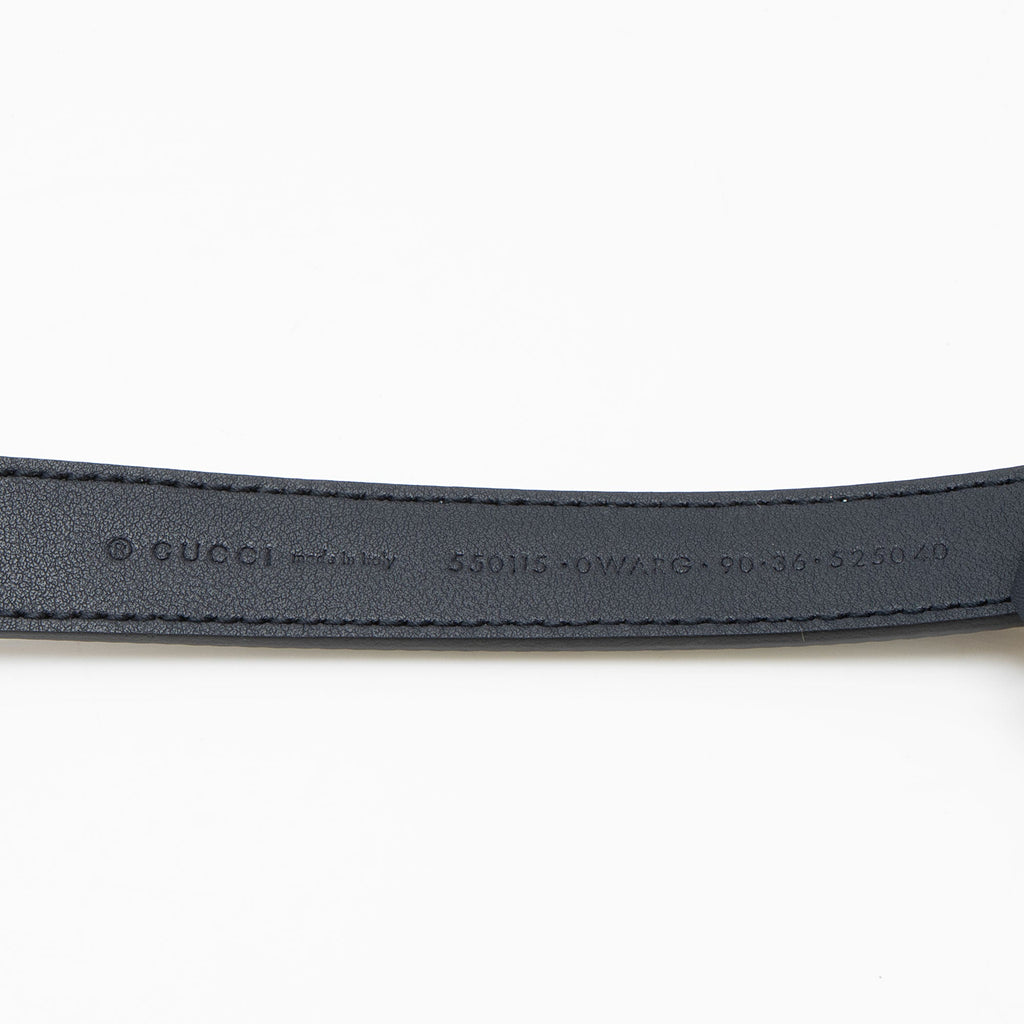 Gucci Striped Leather GG Torchon Web Thin Belt - Size 36 / 90