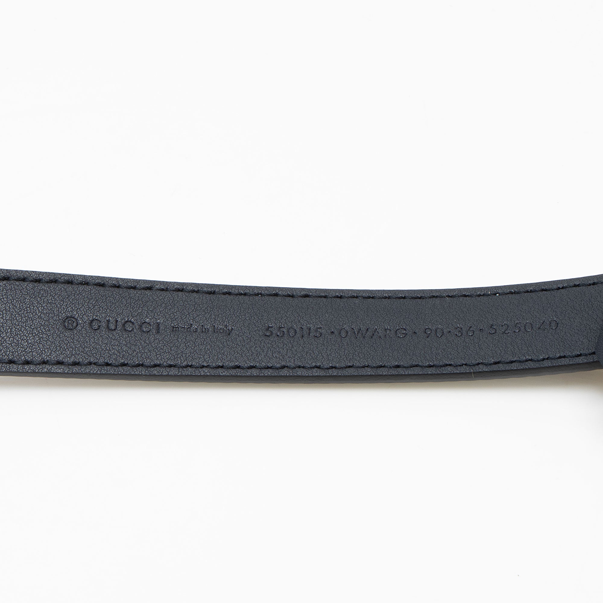 Gucci Striped Leather GG Torchon Web Thin Belt - Size 36 / 90