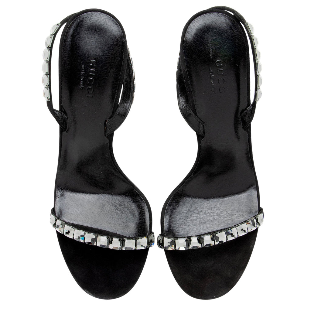 Gucci Suede Crystal Mallory Sandals - Size 8.5 / 38.5