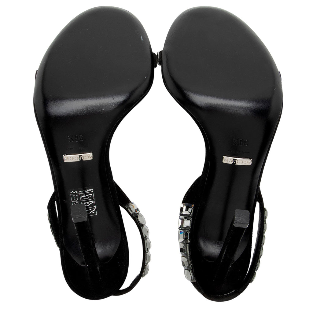 Gucci Suede Crystal Mallory Sandals - Size 8.5 / 38.5